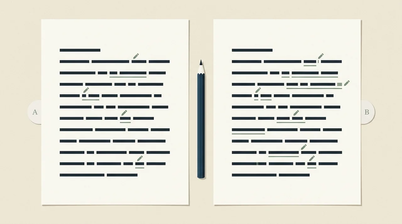 Two manuscripts with different editorial annotations, shown side by side.