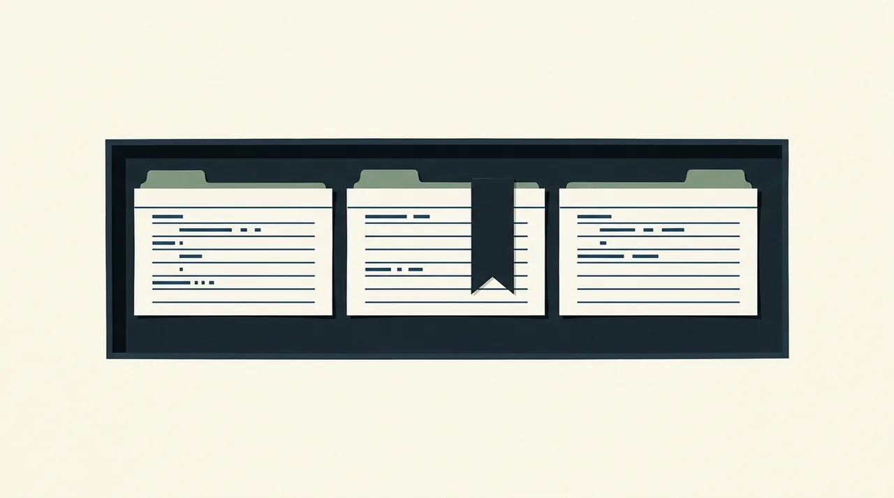 An orderly collection of tabbed writing cards.