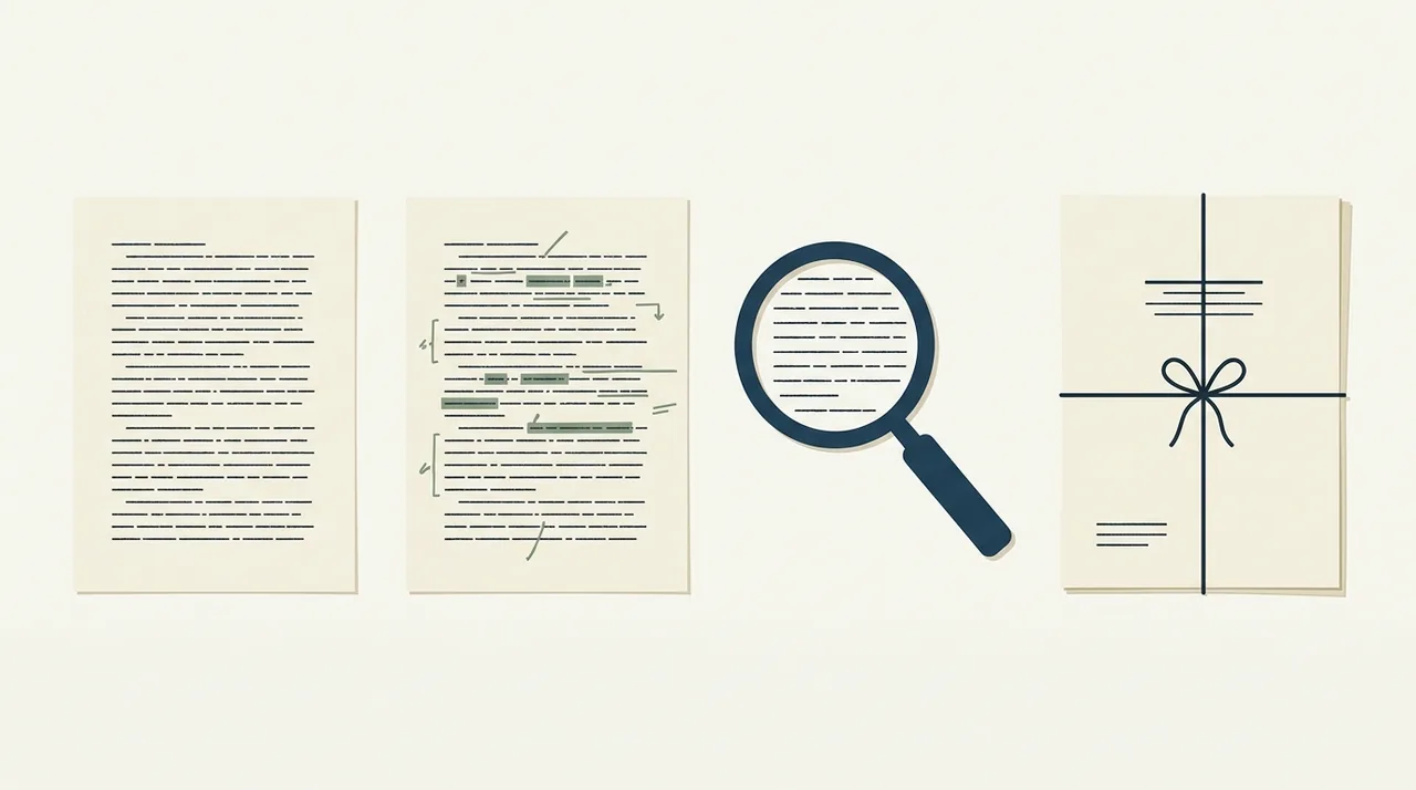 An illustrated manuscript, magnifying glass and annotated record.